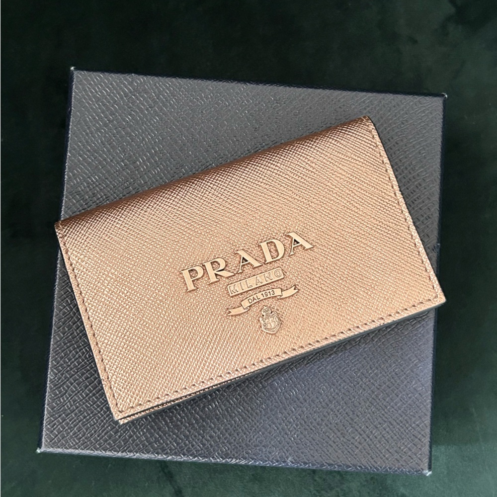 Prada gold leather car holder